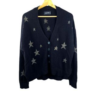 Zadig & Voltaire Navy Blue Mirka Embellished Stars 100% Cashmere Sweater Size XS